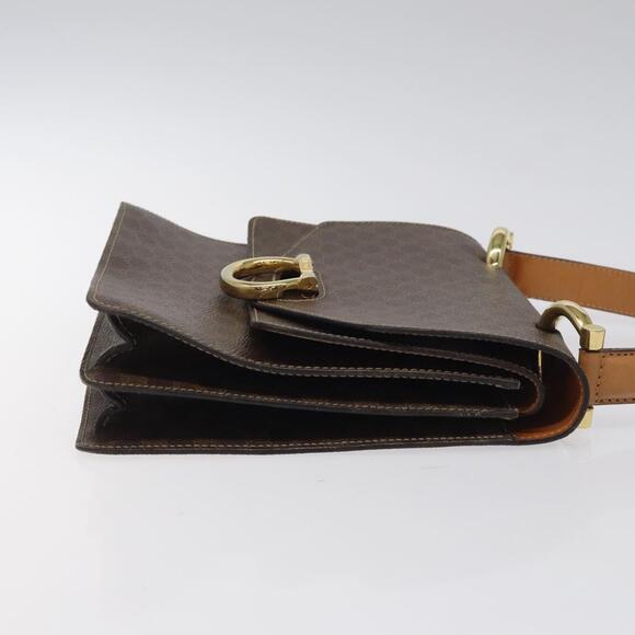 CELINE Macadam Canvas Hand Bag Pvc Leather Brown Gold - Picture 4 of 13